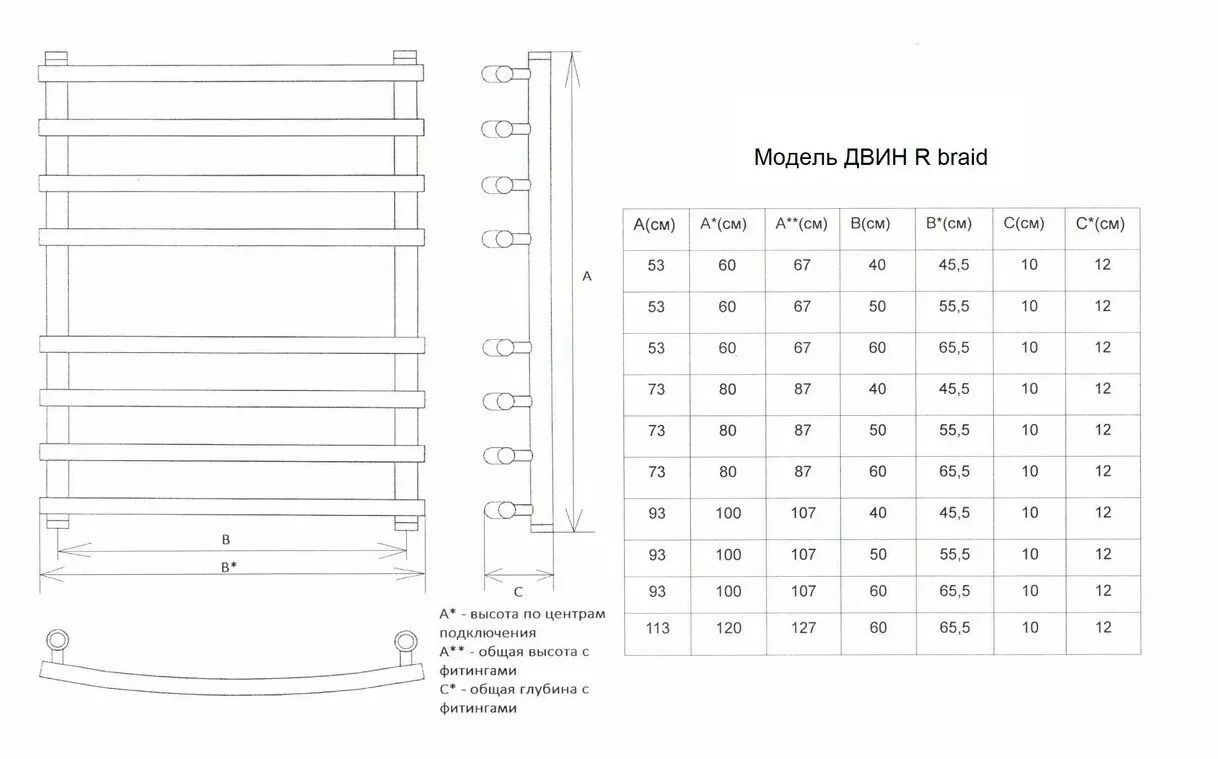 картинка Полотенцесушитель Двин R braid  60/50 1"-3/4"-1/2" Универсальный К3, Состаренная бронза (4627166741620) 