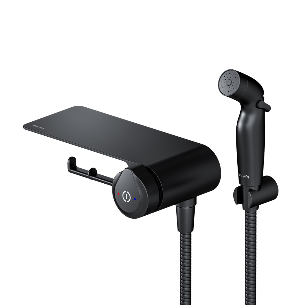 картинка Гигиенический набор AM.PM F0H85A822 X-Joy TouchReel со смесителем для душа с полкой держателем туалетной бумаги 