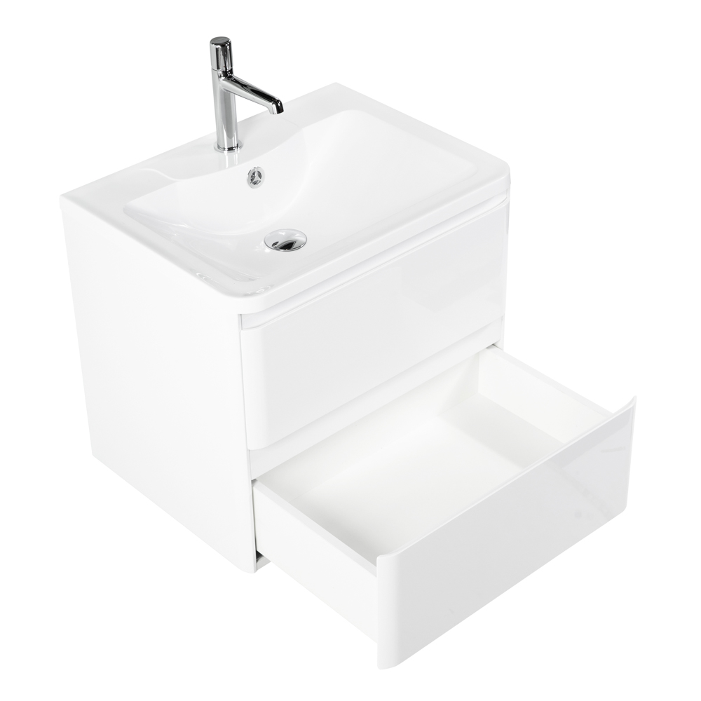 фото Тумба с раковиной подвесная BelBagno ALBANO 60 Bianco Lucido, раковина белая 