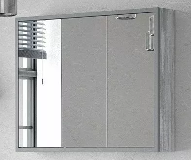 фото Зеркало-шкаф Corozo Айрон 90, серый/арт 