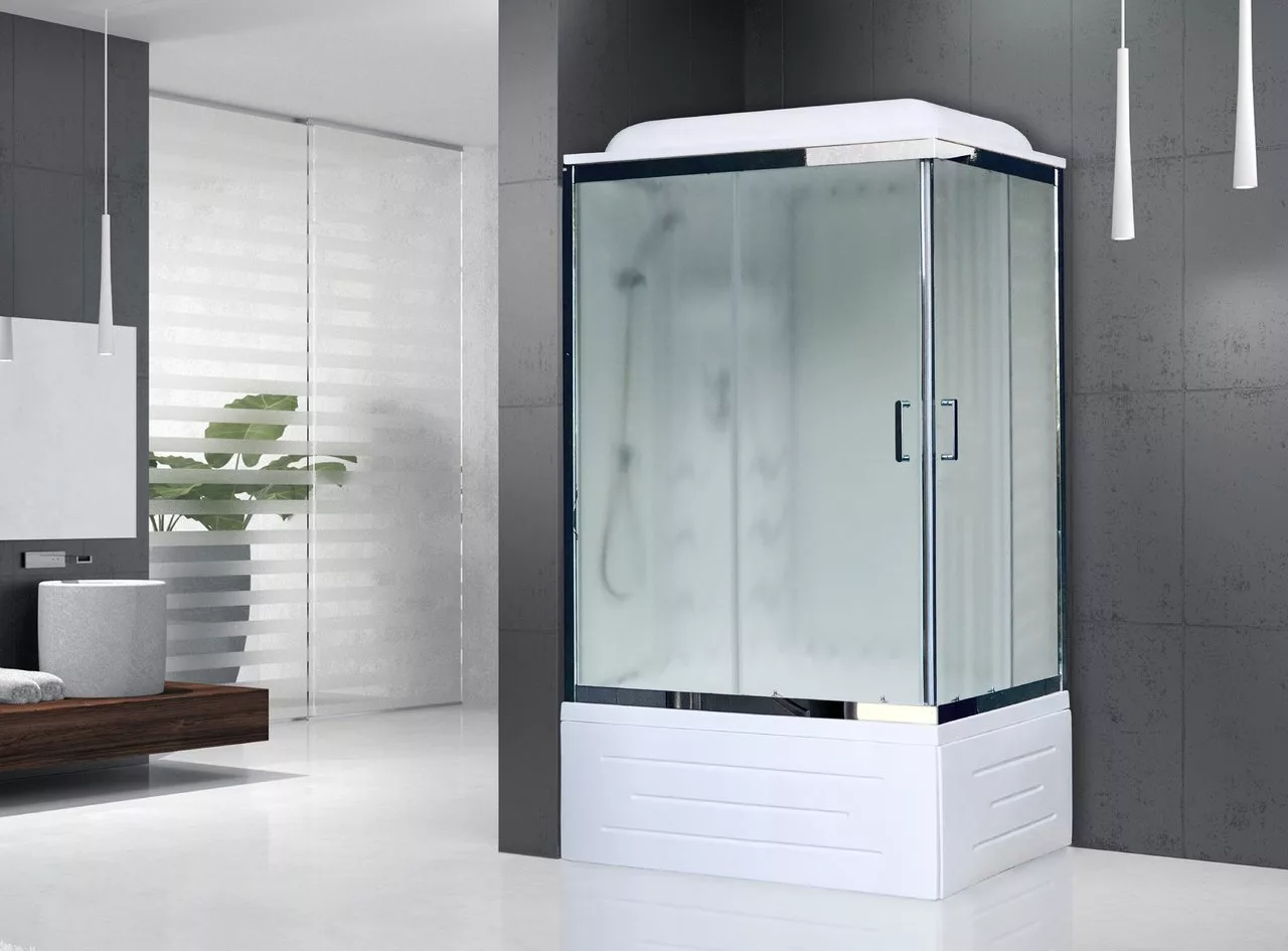 картинка Душевая кабина Royal Bath 8100BP3-WC-CH (белое/матовое) левая 100x80x217 