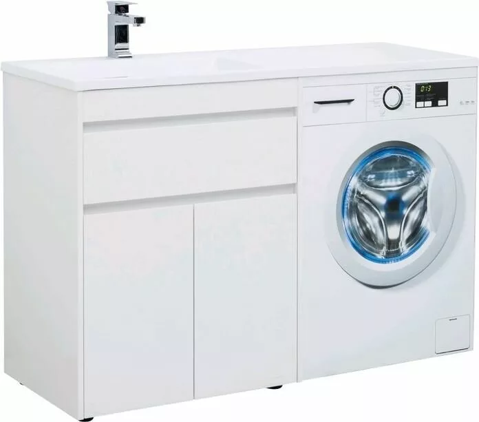 фото Тумба с раковиной Aquanet Токио 130 L белый (напольная, 1 ящик, 2 дверцы) арт. 00239215 