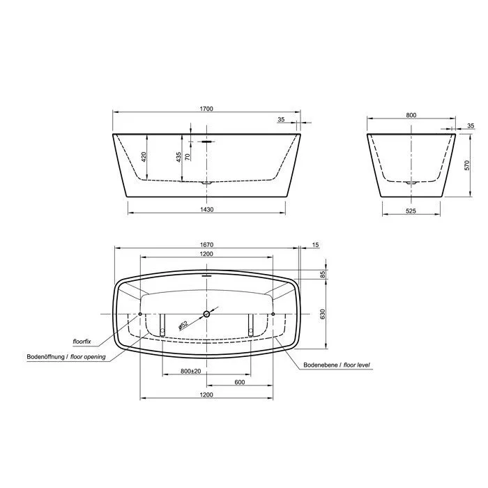 картинка Акриловая ванна Knief Cube отдельностоящая 170х80 
