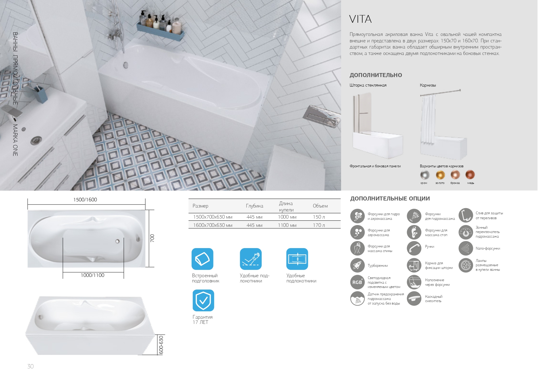 картинка Ванна Marka One VITA 160x70 