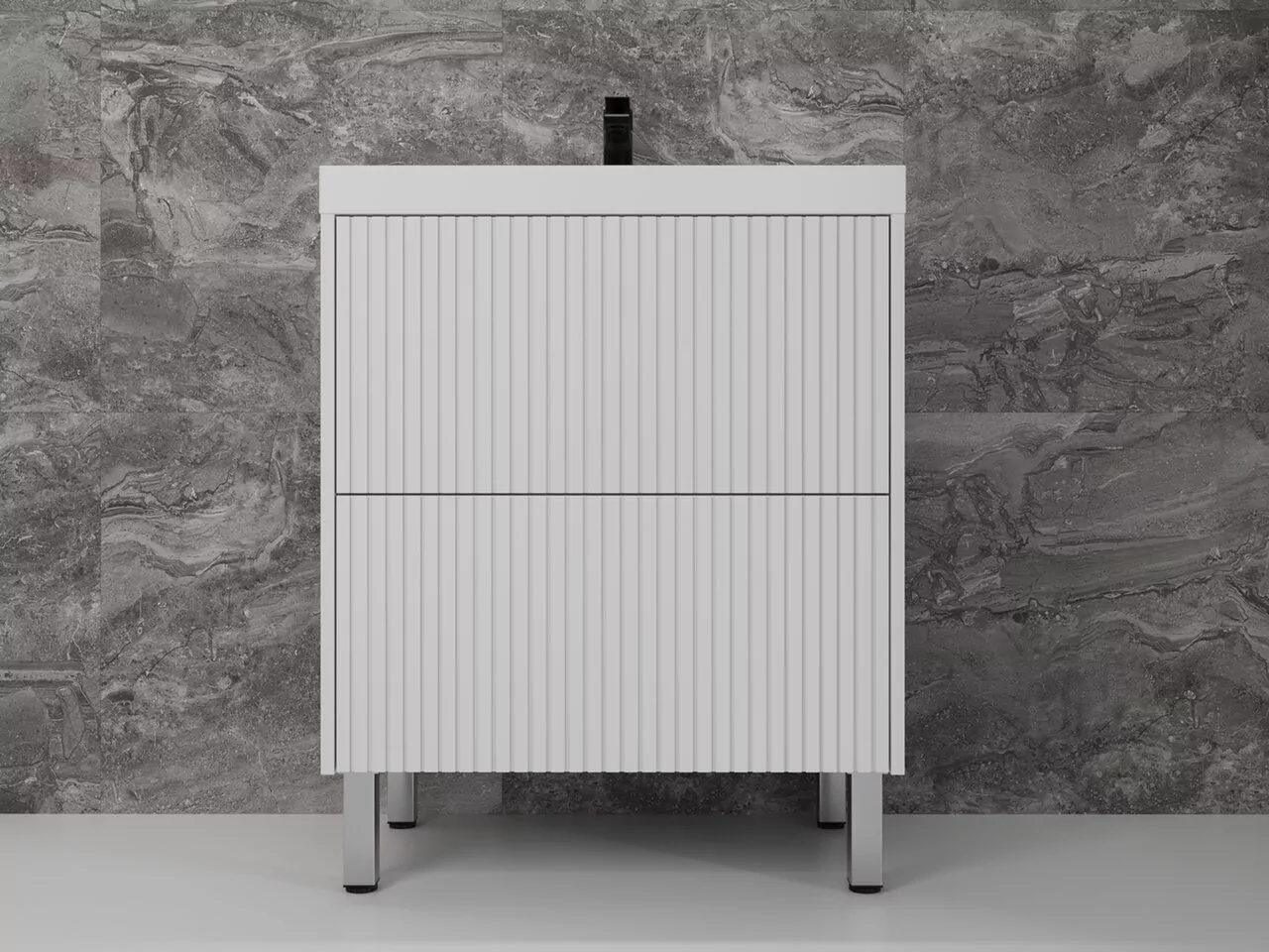 фото Тумба напольная Стокгольм 70 Classic 70 2 ящика белый рифленый софт PUSH 