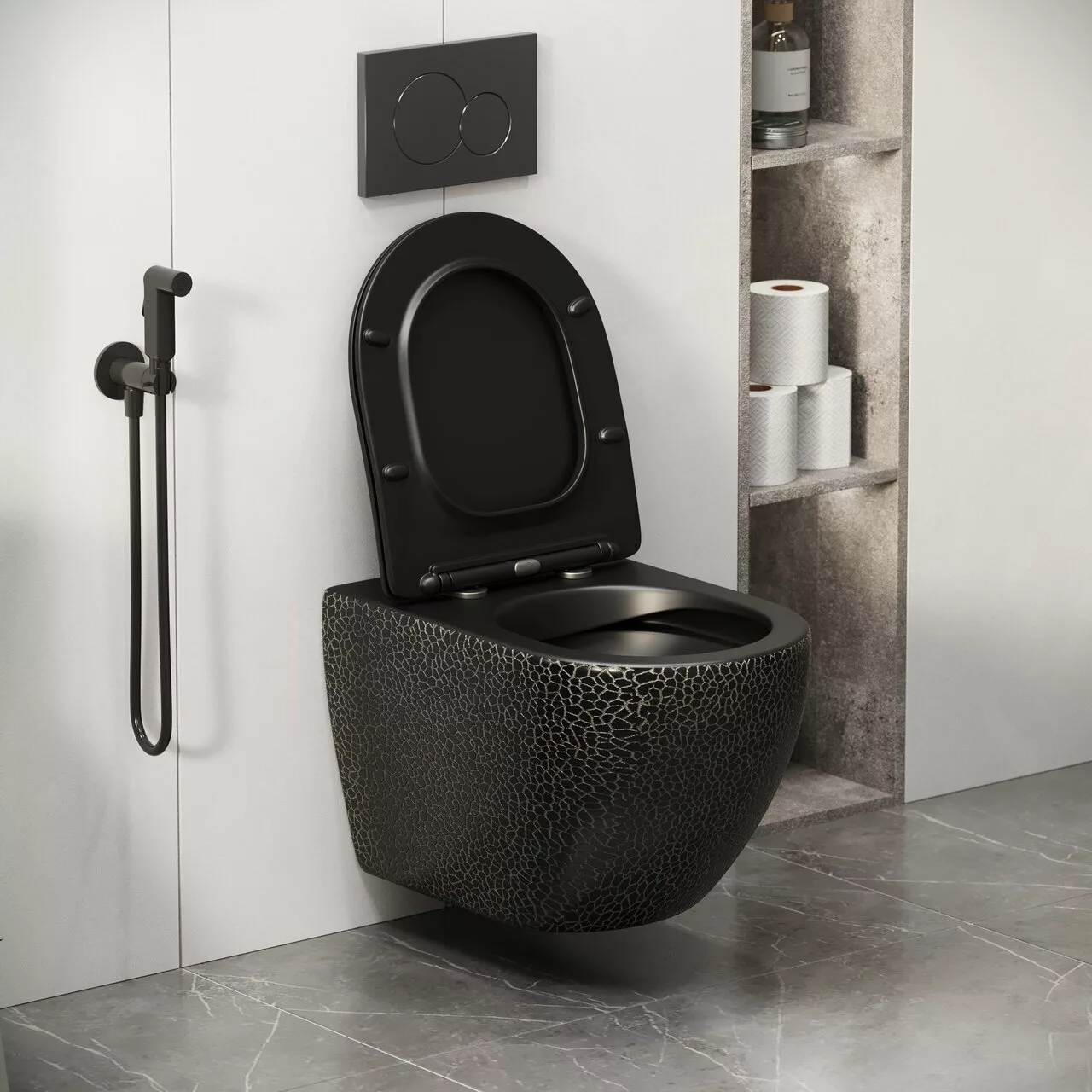 картинка Унитаз подвесной Grossman GR-4411BBLS Color безободковый, черный 