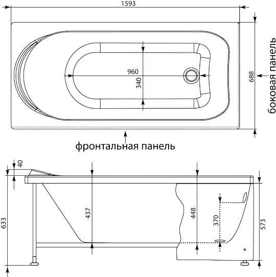 картинка Акриловая ванна Aquanet Nord 160x70 с ножками 00178682 