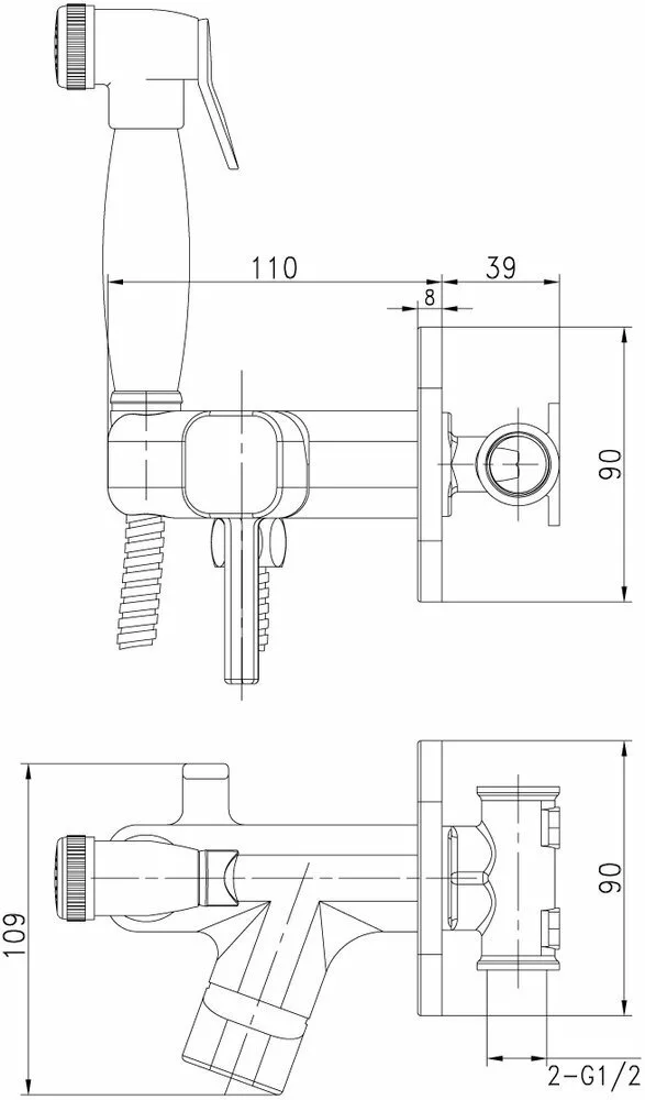 картинка Смеситель Lemark Solo с гигиеническим душем, встраиваемый LM7165BL 