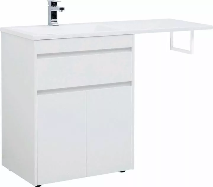 фото Тумба с раковиной Aquanet Токио 130 L белый (напольная, 1 ящик, 2 дверцы) арт. 00239215 