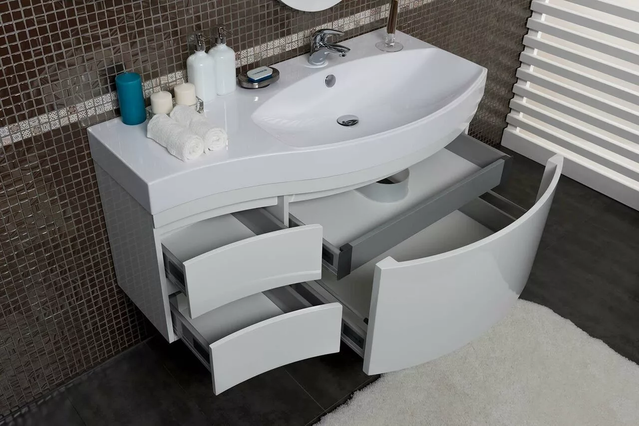 фото Тумба с раковиной Aquanet Опера 115 R белый (2 дверцы 2 ящика) арт. 00212992 
