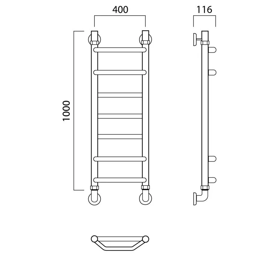 картинка Полотенцесушитель водяной ТРАПЕЦИЯ-ПРЯМАЯ 100х40 Aquanerzh 20-07A10040 