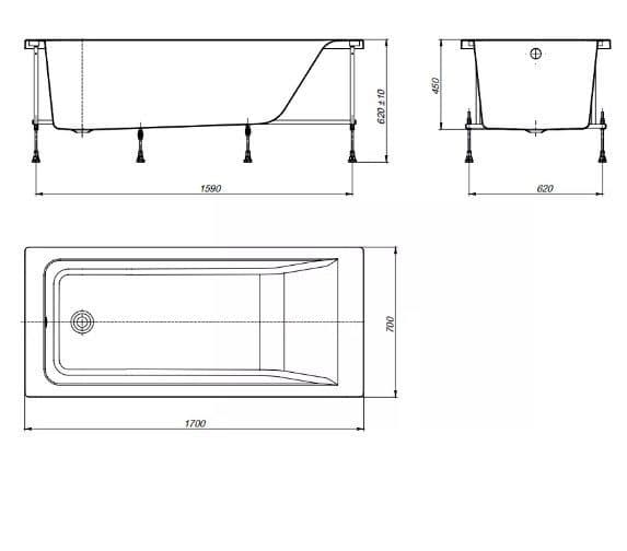 картинка Акриловая ванна Roca Easy 170x70 см 