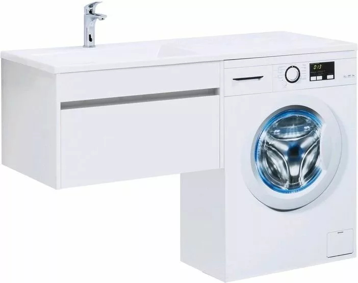 фото Тумба с раковиной Aquanet Токио 130 L белый (подвесная, 1 ящик) арт. 00239217 