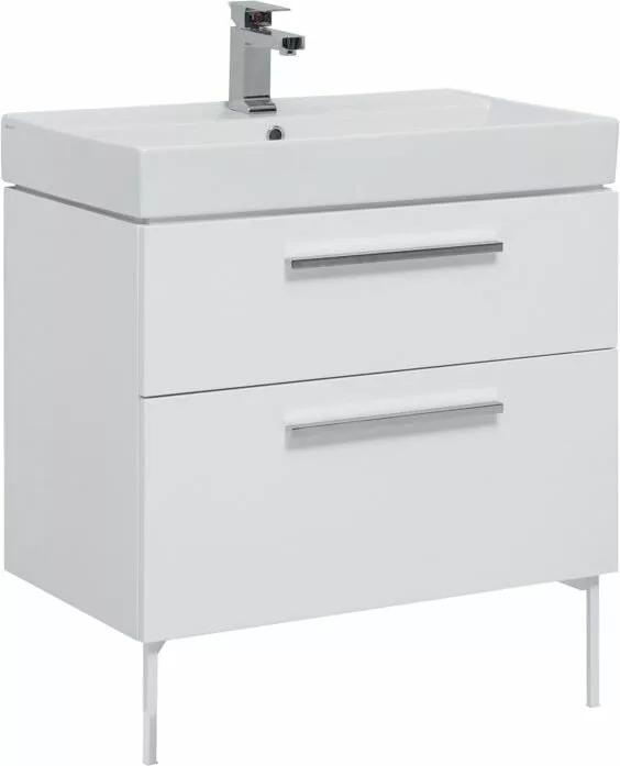 фото Тумба с раковиной Aquanet Nova 75 белый (2 ящика) арт. 00245254 