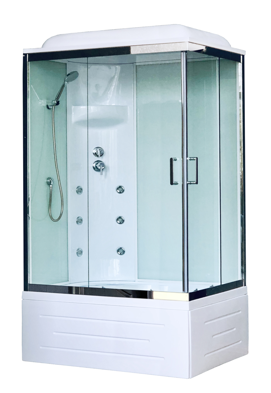 картинка Душевая кабина Royal Bath 8100BP3-WT-CH (белое/прозрачное) левая 100x80x217 