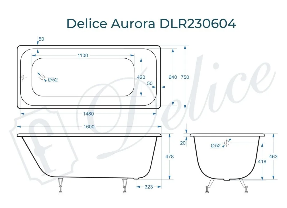 картинка Ванна чугунная Delice Aurora 160х75 DLR230604 