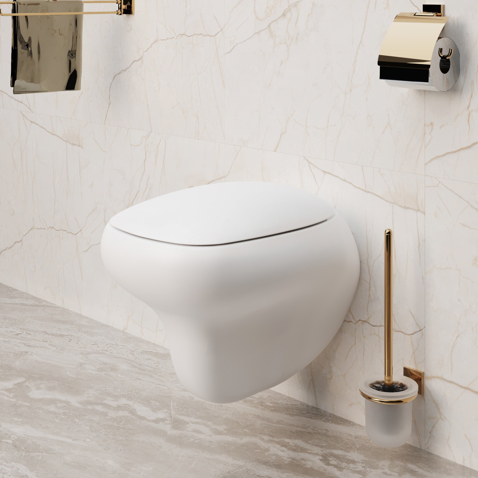 картинка Унитаз подвесной Ambassador Diamond 123T20101R матовый белый с толстой крышкой 