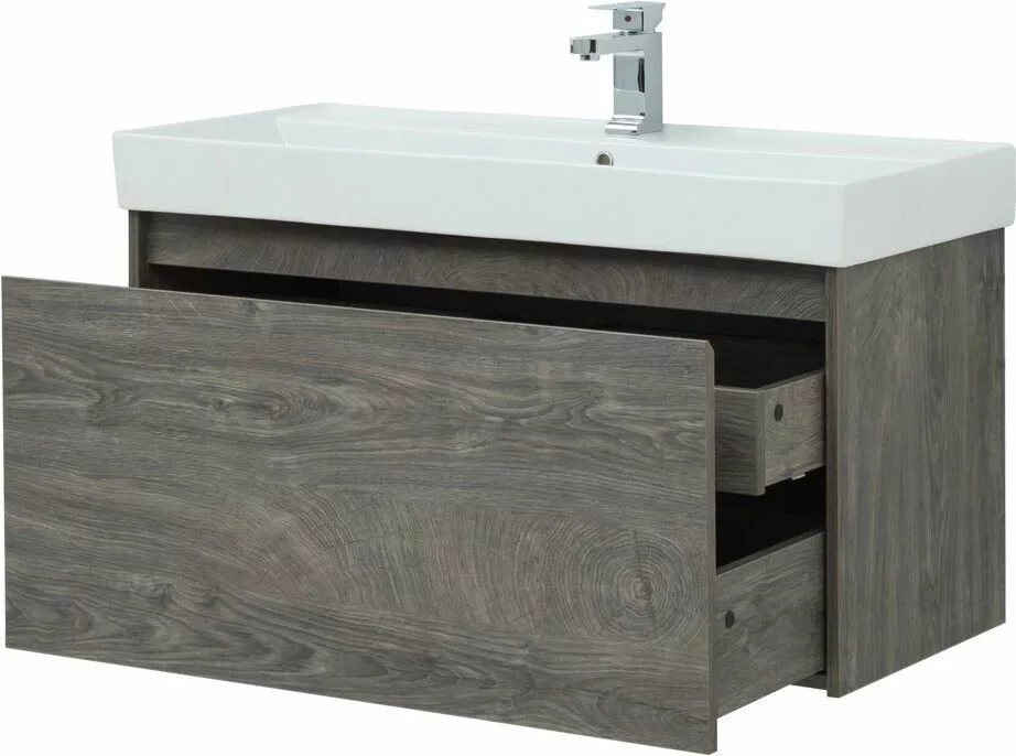фото Тумба с раковиной Aquanet Nova Lite 100 дуб рошелье (1 ящик) арт. 00245251 
