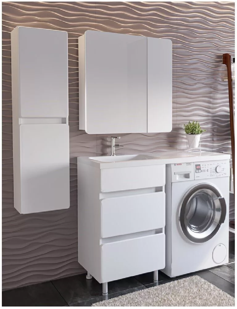 картинка Тумба напольная Stella Polar Корделия 60 2 ящика над стиральной машиной белая под раковину Kamilla 120  в ванную комнату