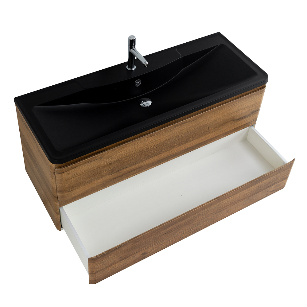 фото Тумба с раковиной подвесная BelBagno ALBANO 120 Rovere Rustico, раковина чёрная 