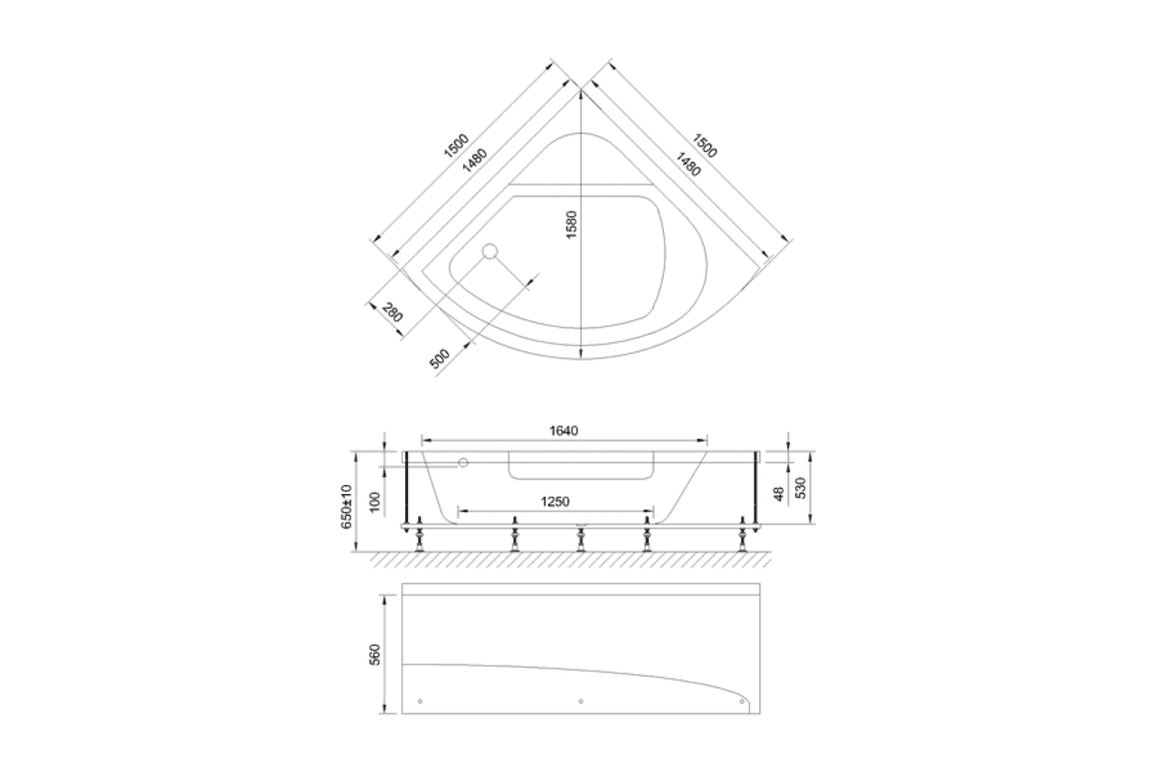 картинка Акриловая ванна Royal Bath Rojo 150x150 с каркасом RB375201K 