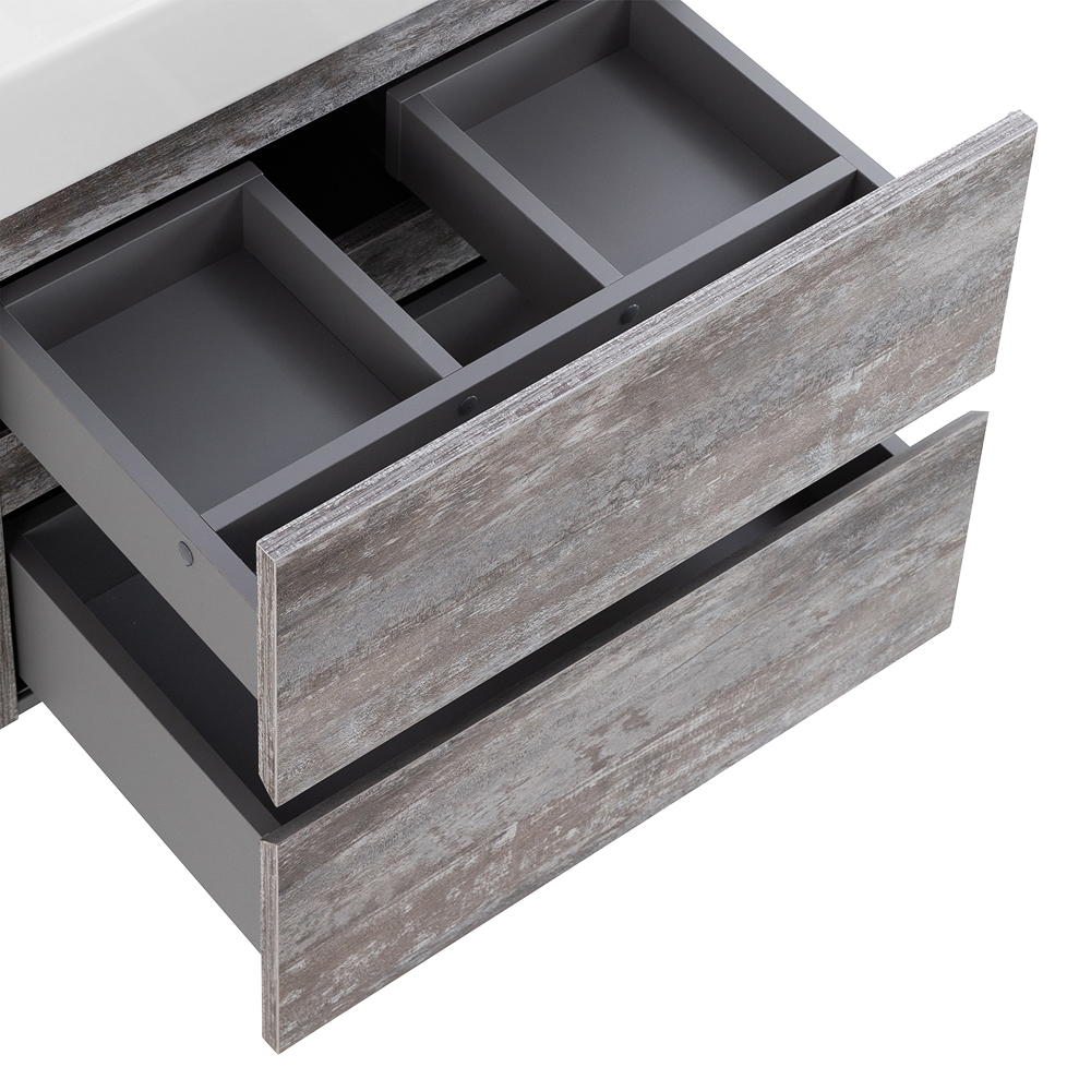 фото Тумба с раковиной подвесная Cezares MOLVENO 46 60 Legno Grigio, раковина белая 