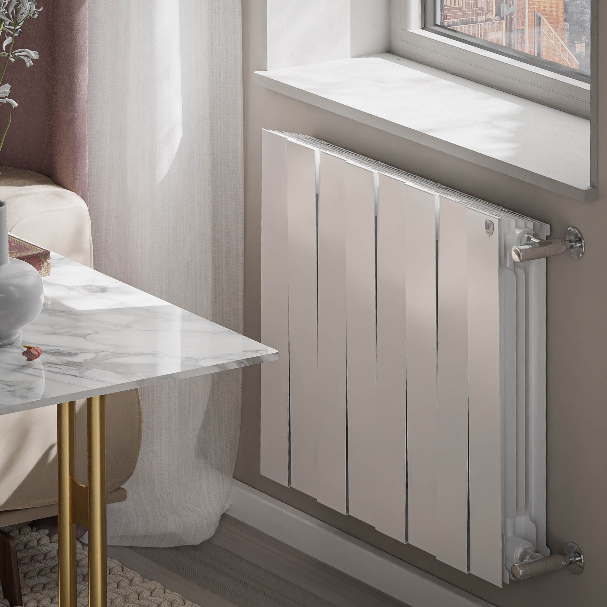 картинка Радиатор биметаллический Royal Thermo PianoForte 500 Белый 8 секций 