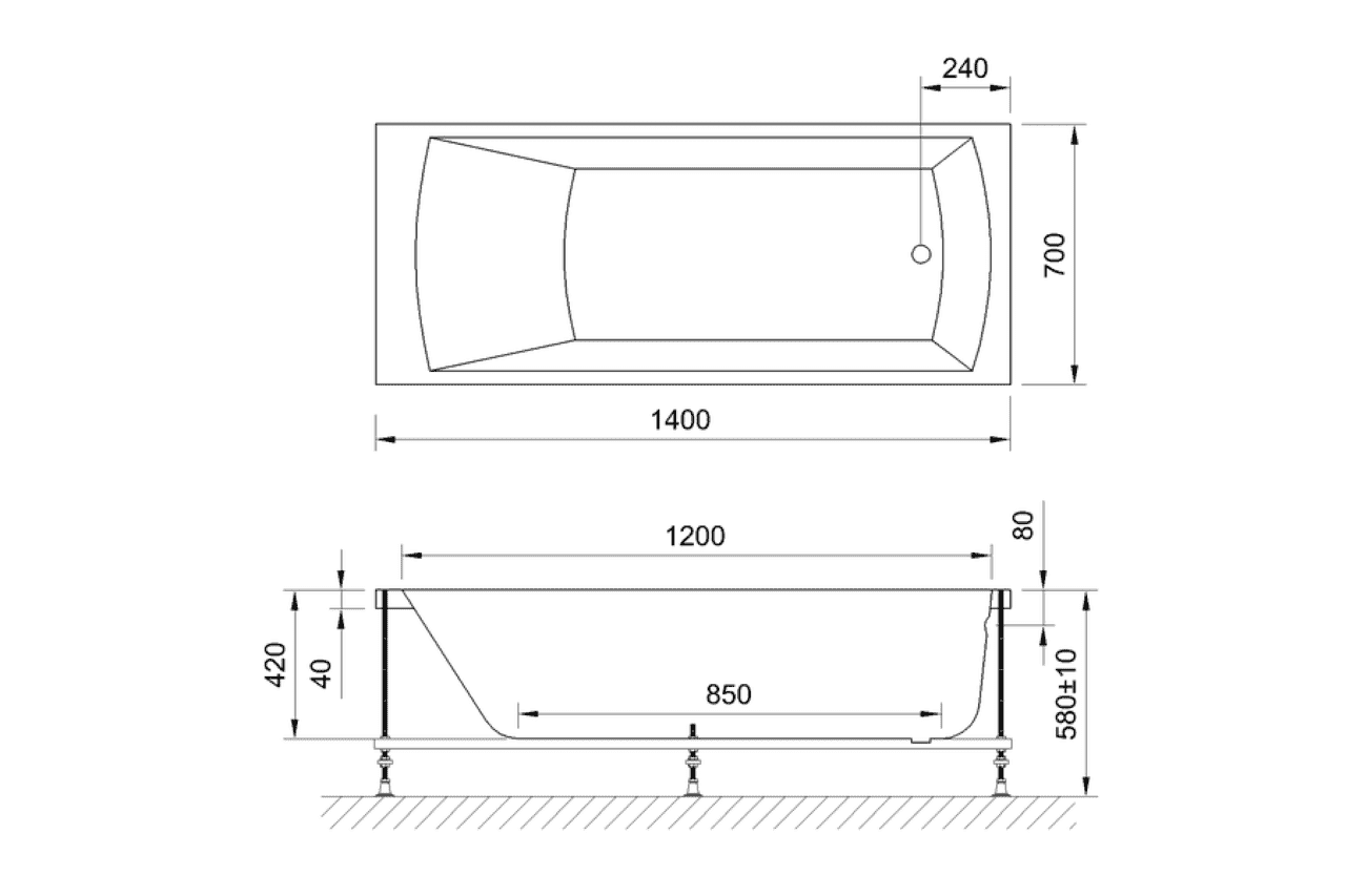 картинка Акриловая ванна Royal Bath Vienna 140x70 с каркасом RB953200K 