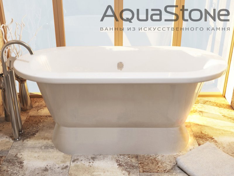картинка Мраморная ванна AquaStone Венеция на подиуме 