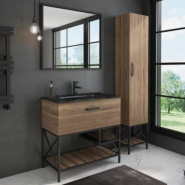 фото Тумба с раковиной Comforty Бредфорд 90 дуб темный 