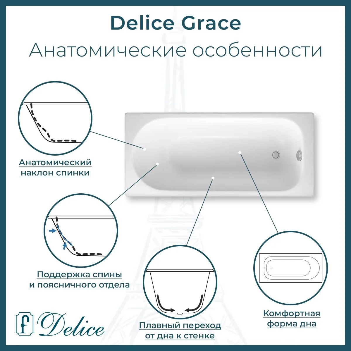 картинка Ванна чугунная Delice Grace 170х70 DLR230643 