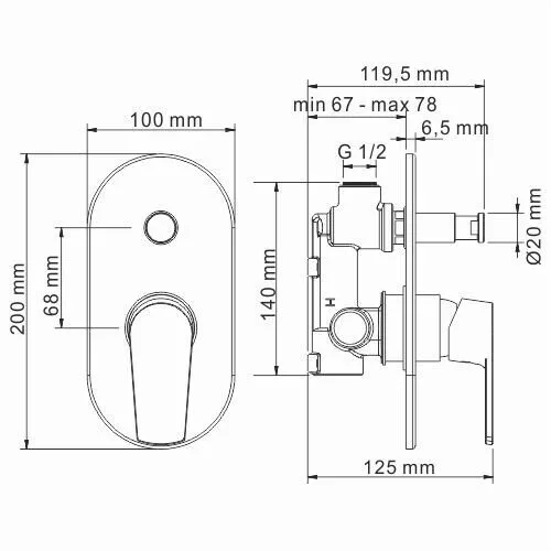 картинка Смеситель для ванны и душа WasserKRAFT Dill 6161 