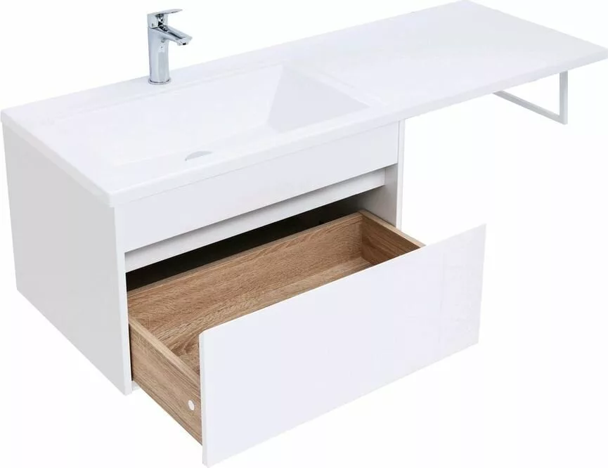 фото Тумба с раковиной Aquanet Токио 130 L белый (подвесная, 1 ящик) арт. 00239217 