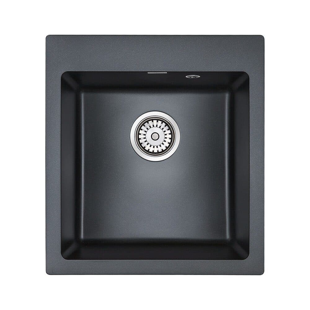 картинка Мойка кварцевая Paulmark KANTE 45 PM104651-BLM, черный металлик, 460х510 мм 