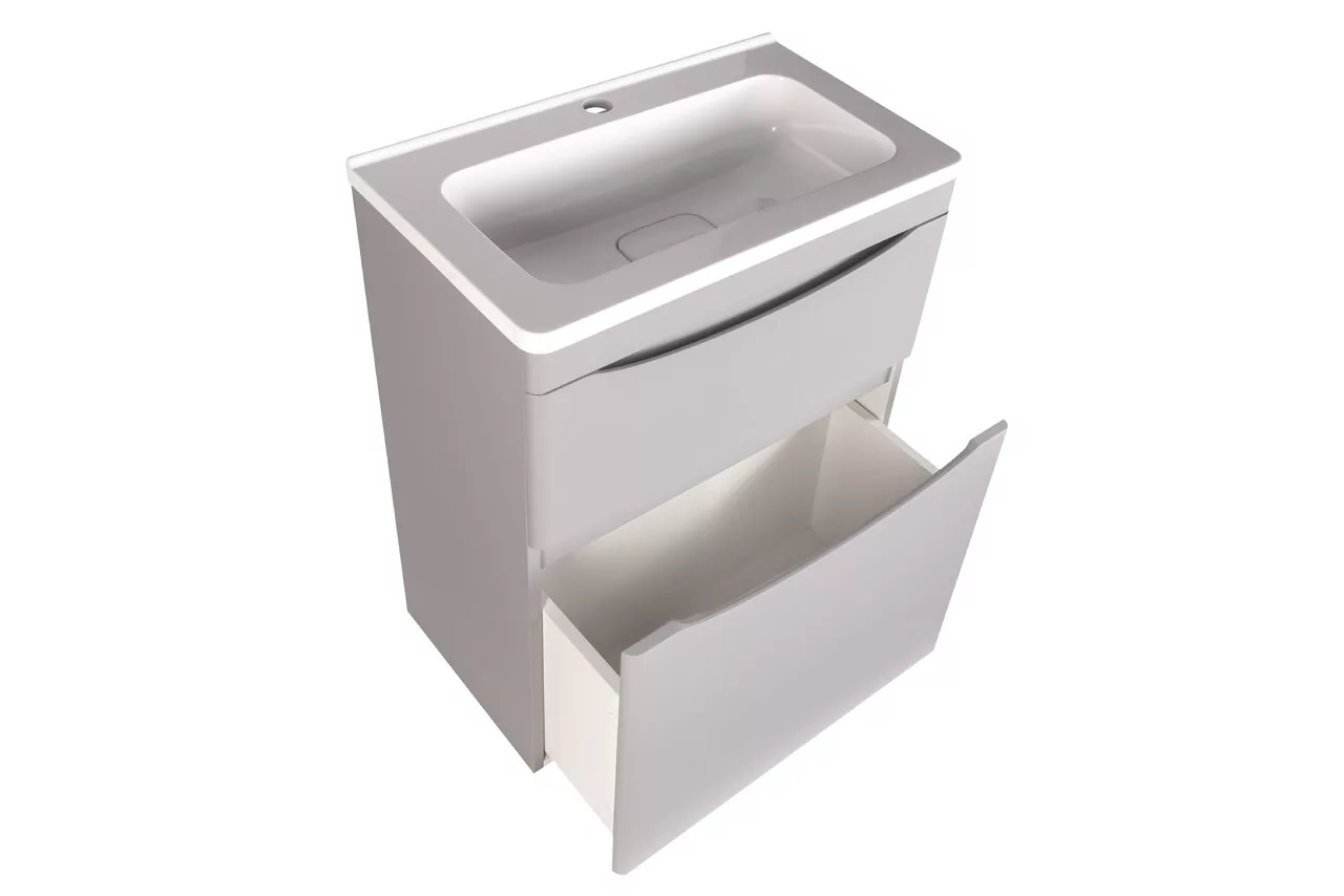 фото Тумба напольная Style Line Бергамо мини 60 2 ящика Люкс антискрейтч серый PLUS 