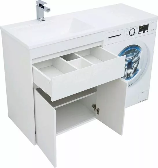 фото Тумба с раковиной Aquanet Токио 130 L белый (напольная, 1 ящик, 2 дверцы) арт. 00239215 