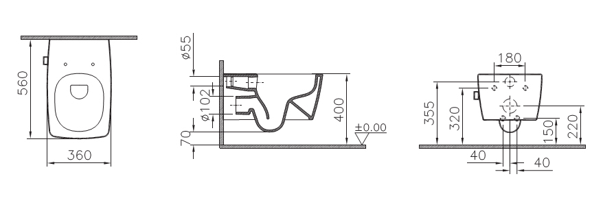 картинка Унитаз подвесной Vitra Metropole Rim-Ex 7672B003-1687 