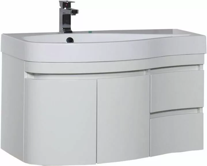 фото Тумба с раковиной Aquanet Сопрано 95 L белый (2 дверцы 2 ящика) арт. 00212998 