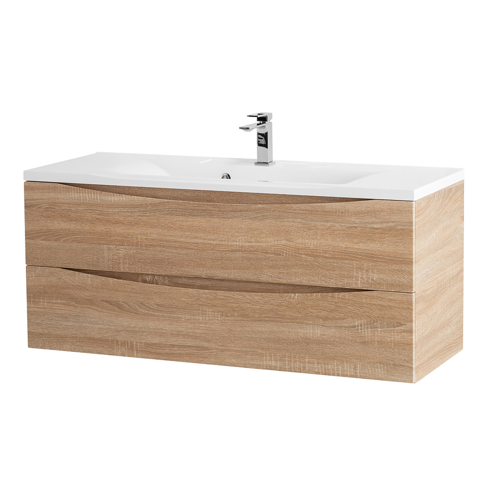 фото Тумба с раковиной подвесная BelBagno MARINO 120 Rovere Bianco, раковина белая 