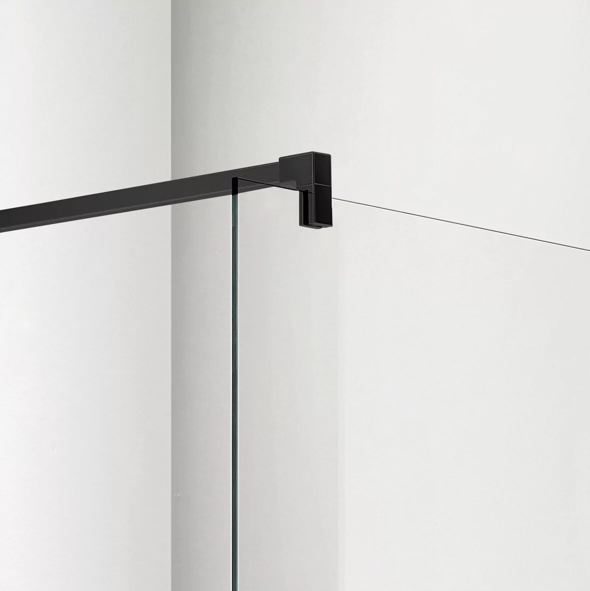 фото Душевая перегородка Aquatek AQ WIW 12020BL Walk in с держателем 1200x2000 профиль черный стекло прозрачное 