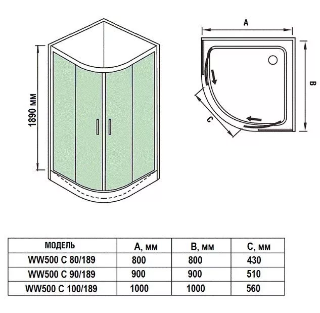 фото Душевой уголок WeltWasser WW500 C 80/189 