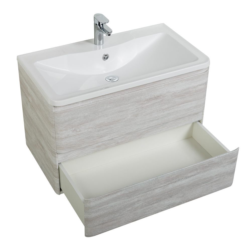 фото Тумба с раковиной подвесная BelBagno ALBANO 100 Rovere Vintage Bianco, раковина белая 