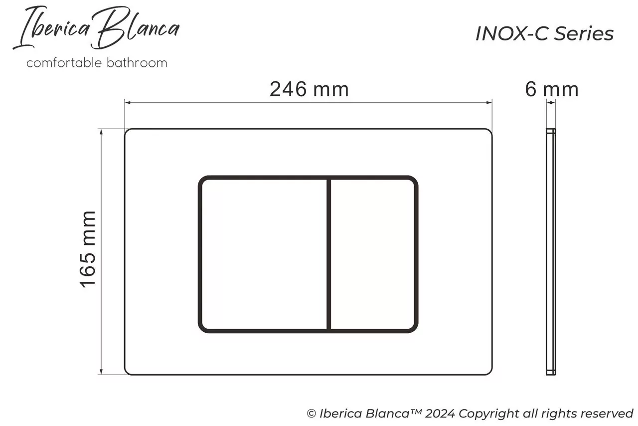 картинка Клавиша смыва 246 х 165 мм Iberica Blanca INOX-C хром матовый нержавеющая сталь 