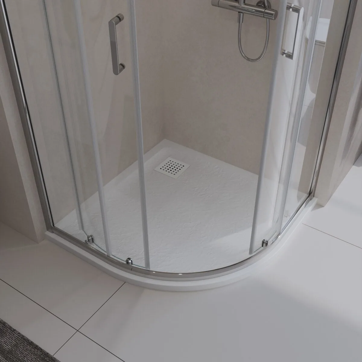 фото Душевой поддон из искусственного мрамора с сифоном BelBagno UNO TRAY-MR-UNO-R-90-550-35-W-BO 
