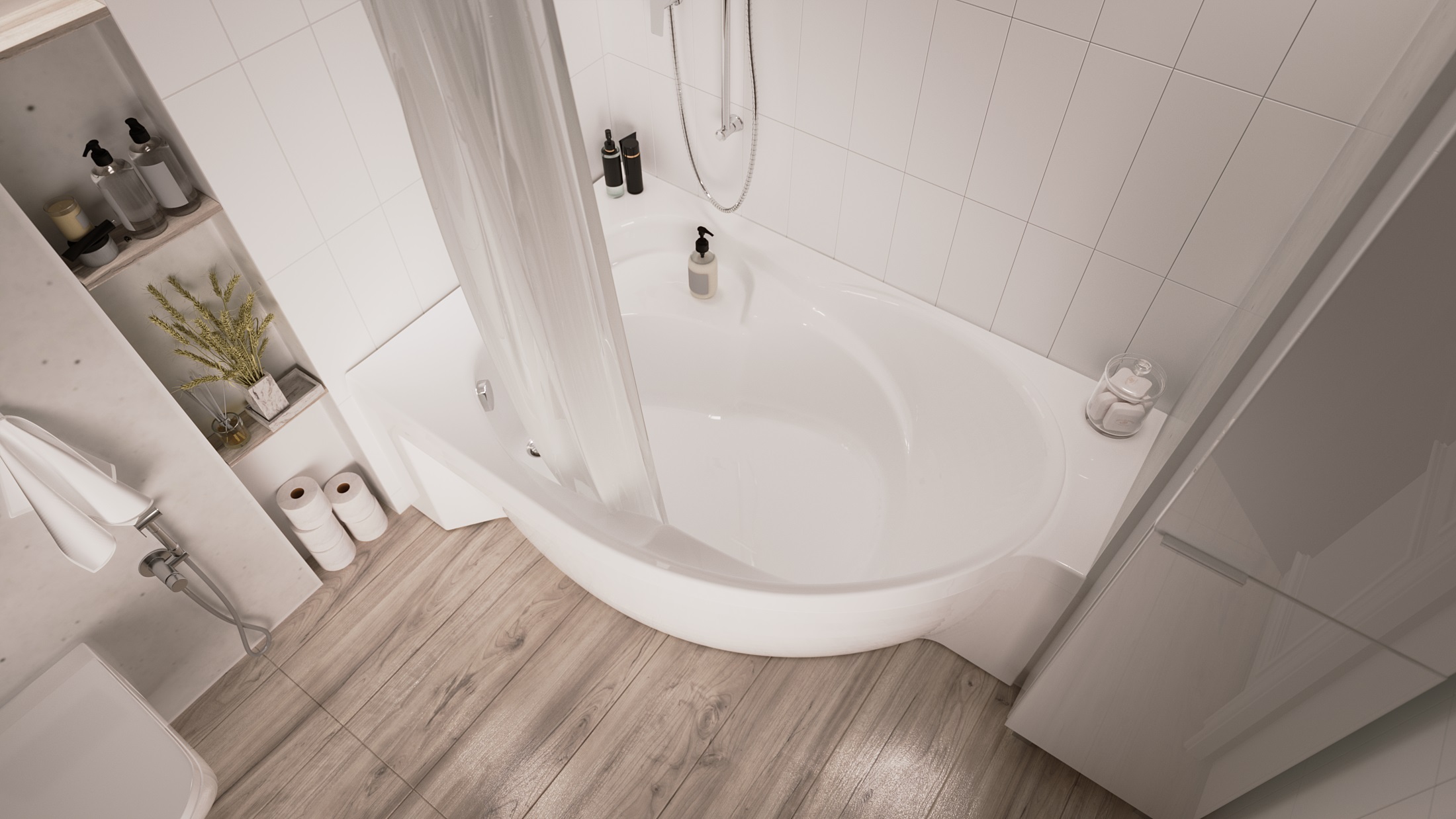 картинка Ванна Marka One ERGONOMIKA 158-175x110 L с каркасом и слив-переливом 