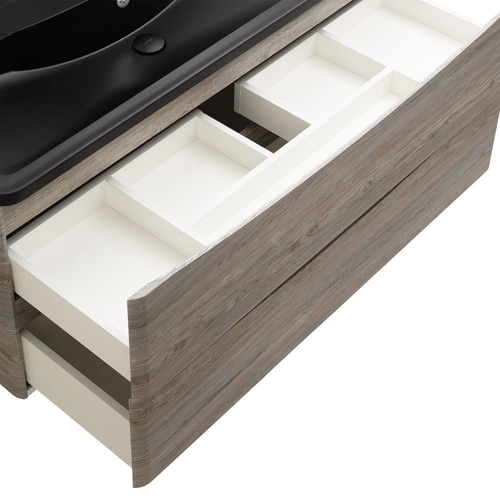 фото Тумба с раковиной подвесная BelBagno ACQUA 120 Pino Scania, раковина чёрная 