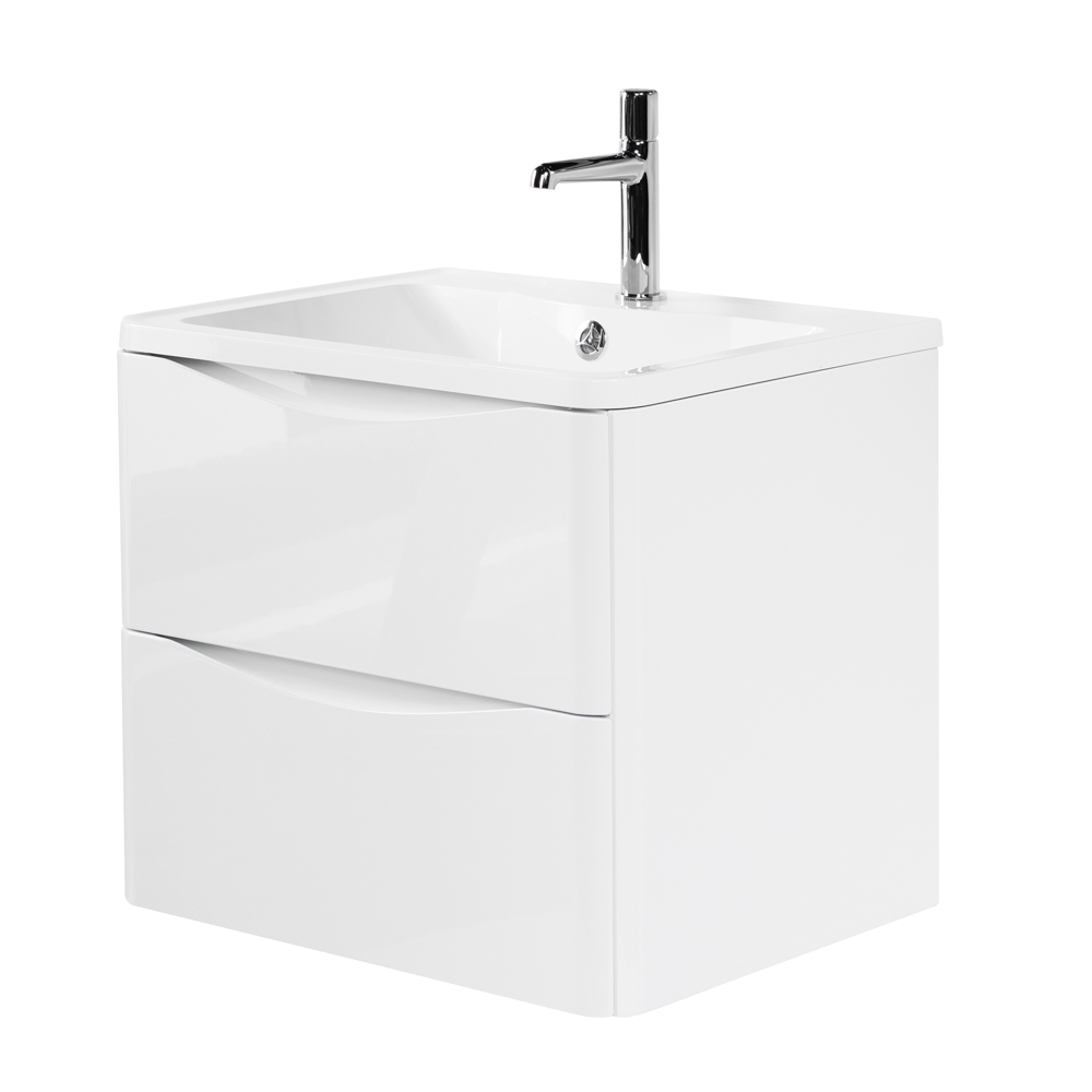 фото Тумба с раковиной подвесная BelBagno ACQUA 60 Bianco Lucido, раковина белая 