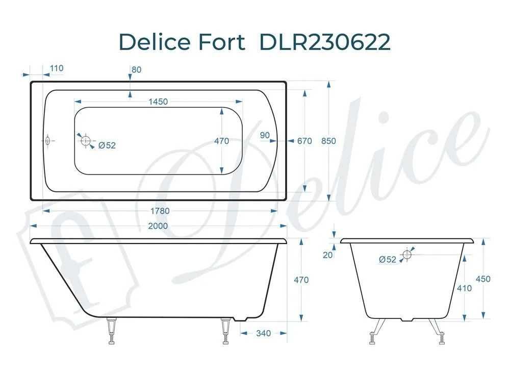 картинка Ванна чугунная Delice Fort 200х85 DLR230622 