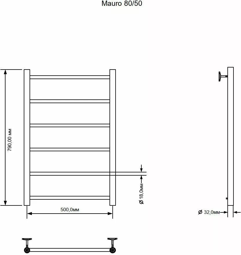 картинка Полотенцесушитель водяной Aquanet Mauro 800x500 