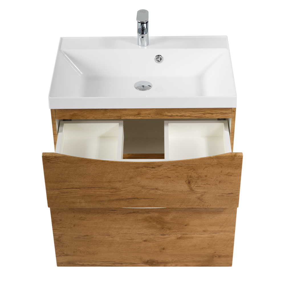 фото Тумба с раковиной подвесная BelBagno MARINO-H60 70 Rovere Nature, раковина белая 